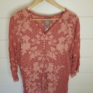 Johnny Was Floral Embroidered Blouse